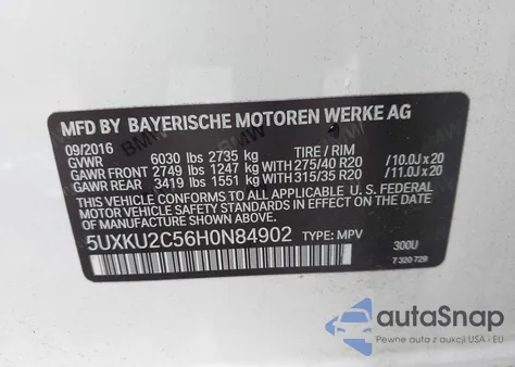 2017 BMW X6 xDrive35I from USA, damaged, VIN 5UXKU2C56H0N84902
